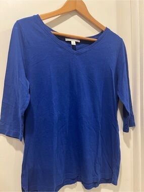 Sarah Spencer Bright Blue V-Neck Long Sleeve Tee